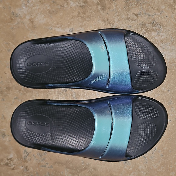 OOFOS OOahh Sport Slides Women's 7 Blue - Picture 1 of 11
